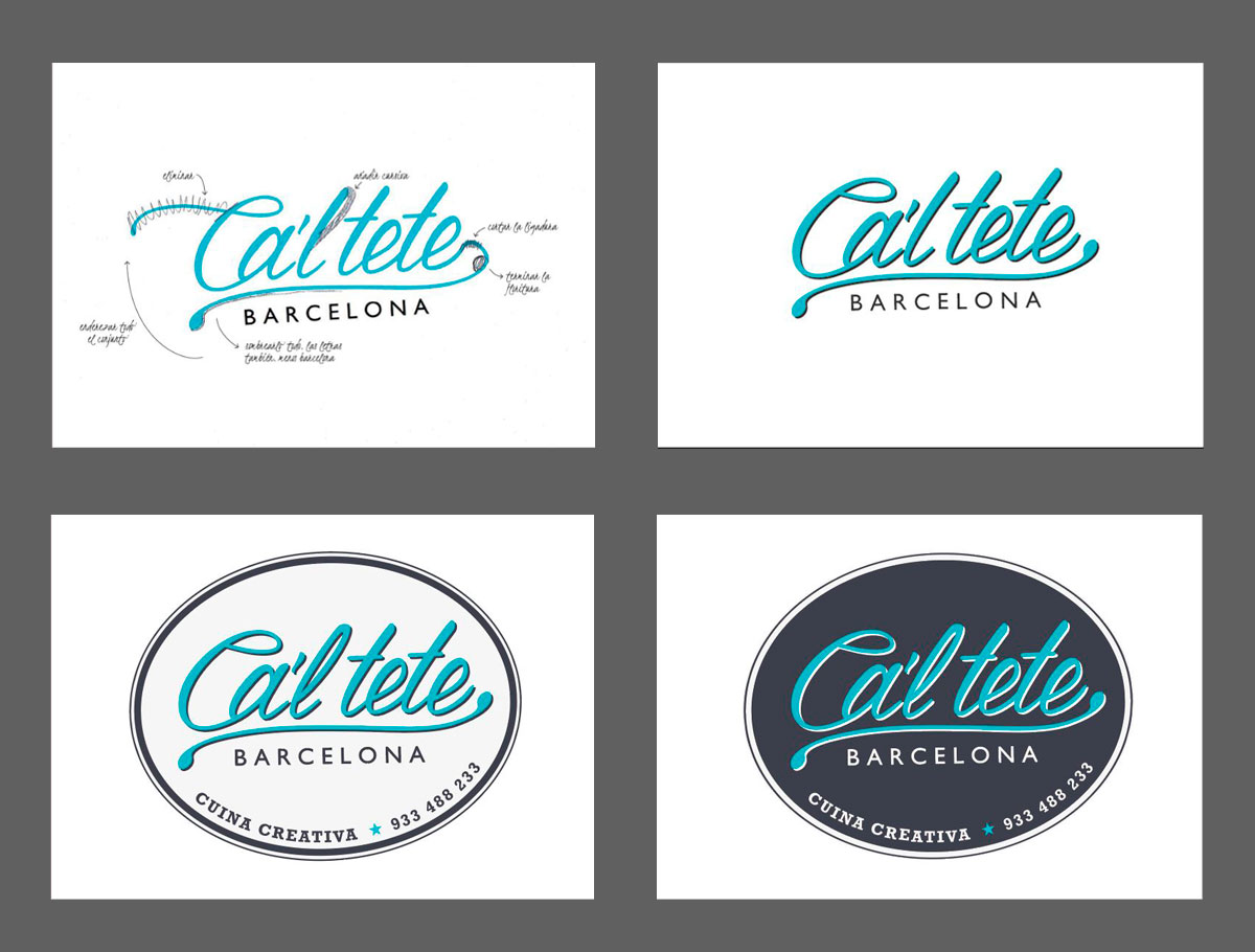 Proceso creativo logotipo de Ca'l tete Barcelona