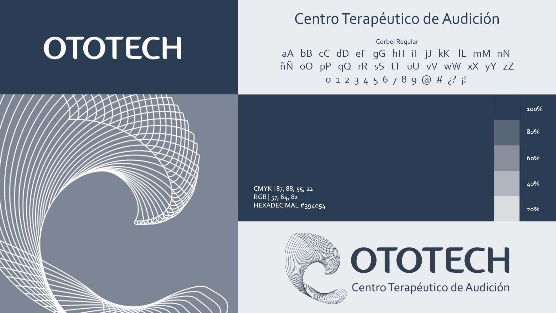 Logotipo, colores y tipografía del Branding de Ototech